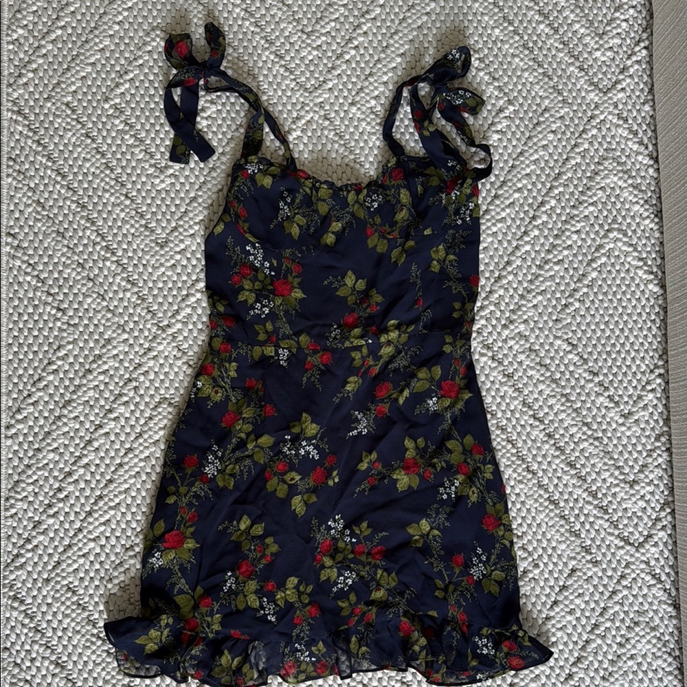 Reformation | Mini Dress | Navy with Red floral
